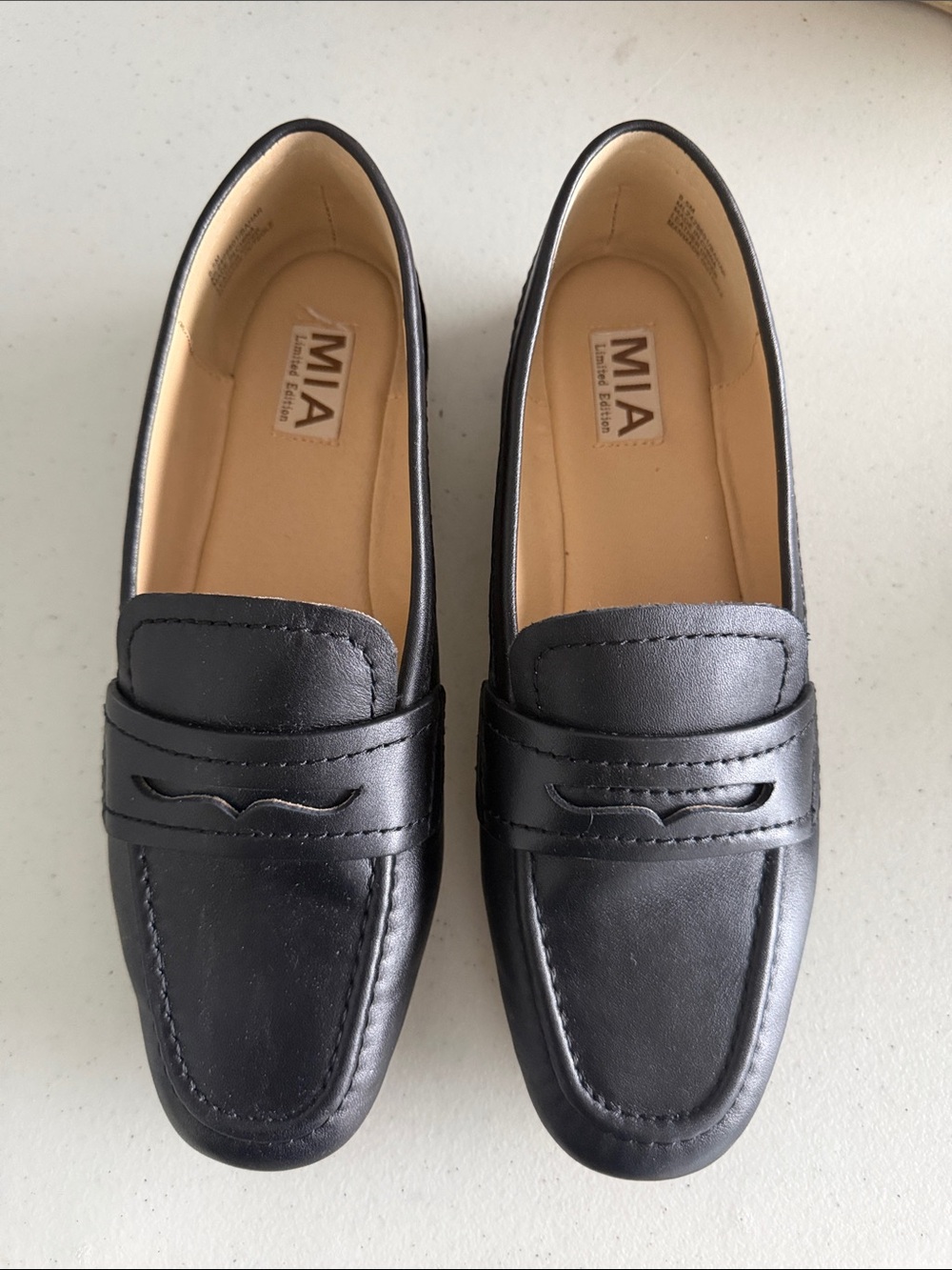 MIA Black Slip-On Penny Loafers